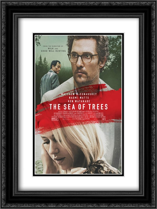 The Sea of Trees 18x24 Black Ornate Wood Framed Movie Poster with Double Matting