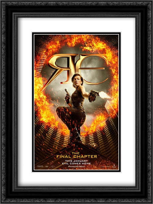 Resident Evil: The Final Chapter 18x24 Black Ornate Wood Framed Movie Poster with Double Matting