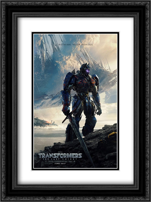 Transformers: The Last Knight 18x24 Black Ornate Wood Framed Movie Poster with Double Matting