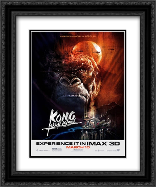 Kong: Skull Island 20x24 Black Ornate Wood Framed Movie Poster with Double Matting