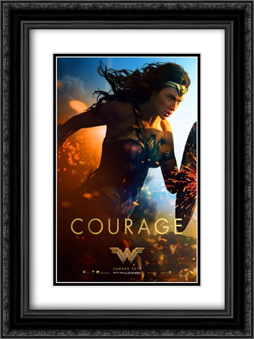 Wonder Woman 18x24 Black Ornate Wood Framed Movie Poster with Double Matting