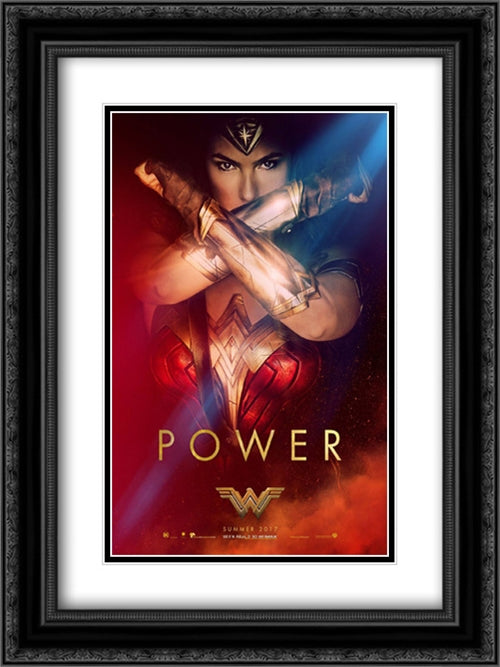 Wonder Woman 18x24 Black Ornate Wood Framed Movie Poster with Double Matting