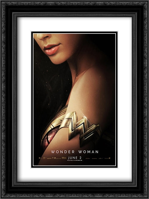 Wonder Woman 18x24 Black Ornate Wood Framed Movie Poster with Double Matting