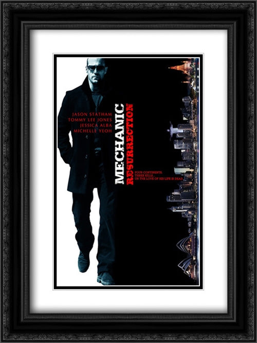 Mechanic: Resurrection 18x24 Black Ornate Wood Framed Movie Poster with Double Matting