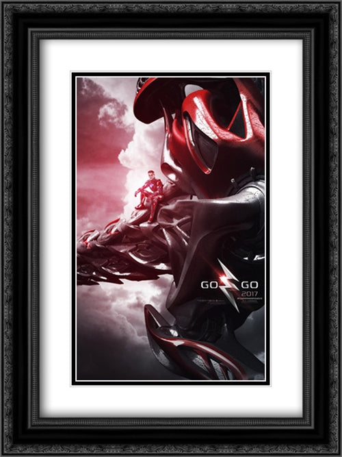 Power Rangers 18x24 Black Ornate Wood Framed Movie Poster with Double Matting