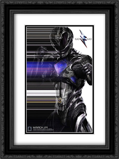 Power Rangers 18x24 Black Ornate Wood Framed Movie Poster with Double Matting