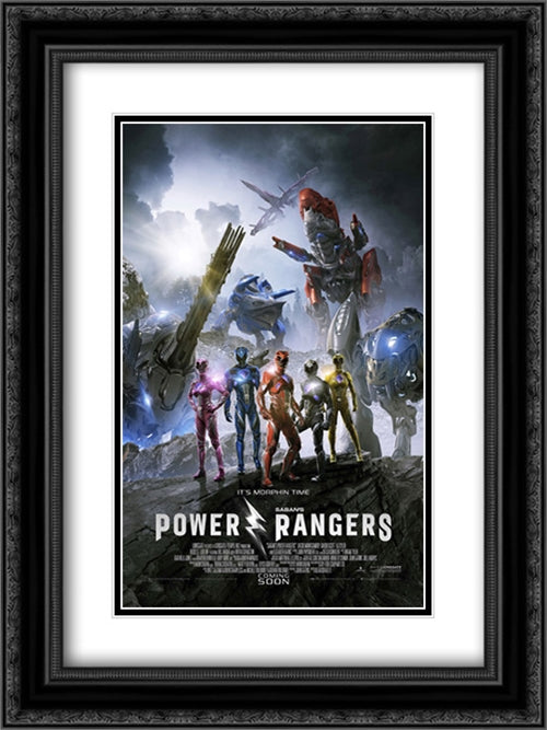 Power Rangers 18x24 Black Ornate Wood Framed Movie Poster with Double Matting