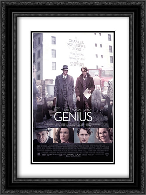 Genius 18x24 Black Ornate Wood Framed Movie Poster with Double Matting