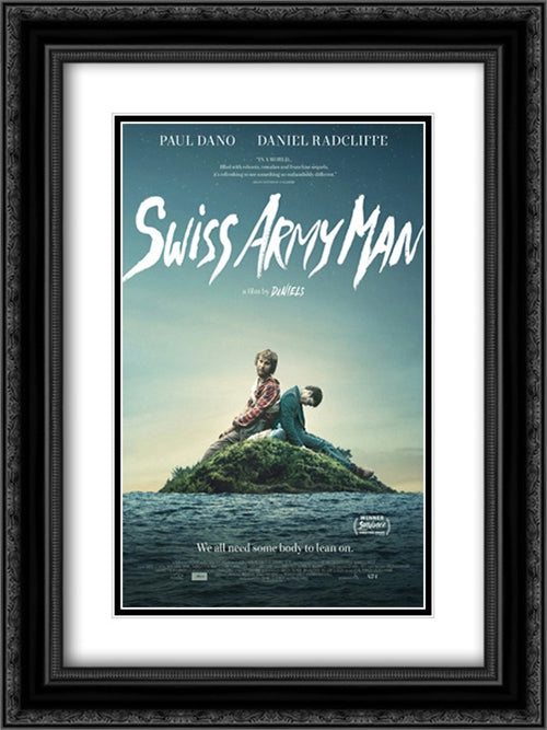 Swiss Army Man 18x24 Black Ornate Wood Framed Movie Poster with Double Matting