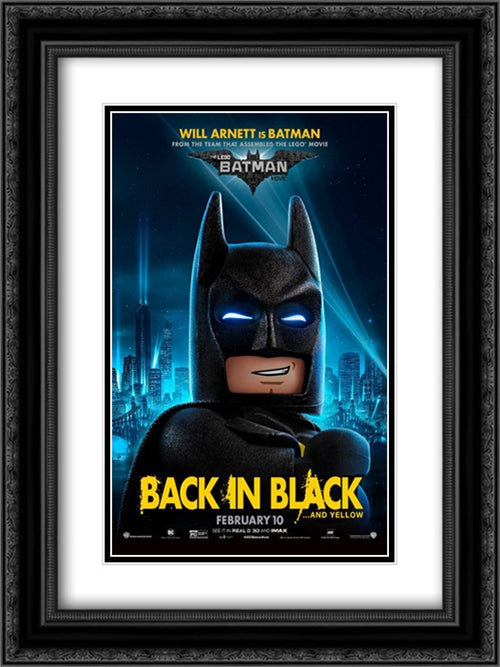 The Lego Batman Movie 18x24 Black Ornate Wood Framed Movie Poster with Double Matting