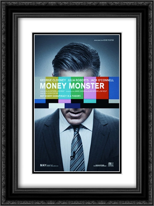 Money Monster 18x24 Black Ornate Wood Framed Movie Poster with Double Matting