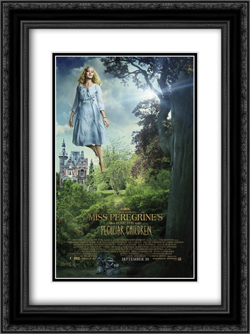 Miss Peregrine's Home for Peculiar Children 18x24 Black Ornate Wood Framed Movie Poster with Double Matting