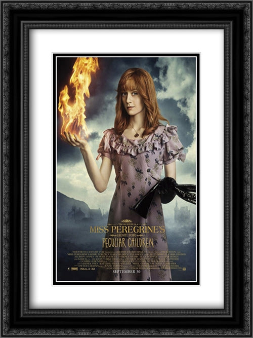 Miss Peregrine's Home for Peculiar Children 18x24 Black Ornate Wood Framed Movie Poster with Double Matting