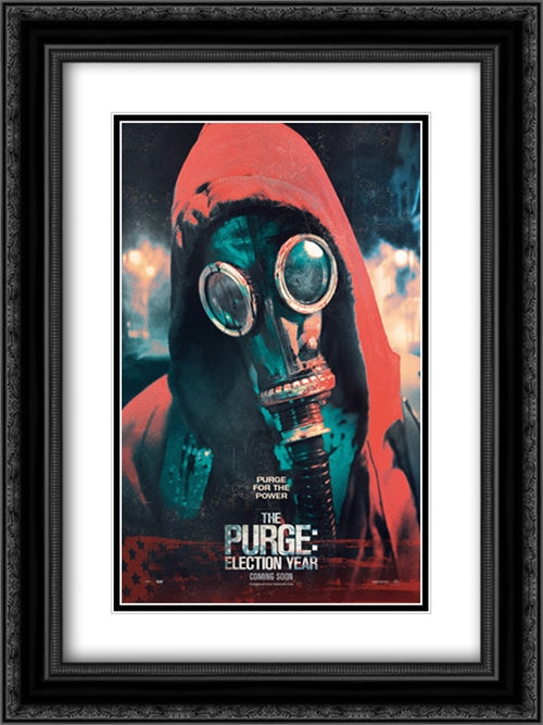 The Purge: Election Year 18x24 Black Ornate Wood Framed Movie Poster with Double Matting