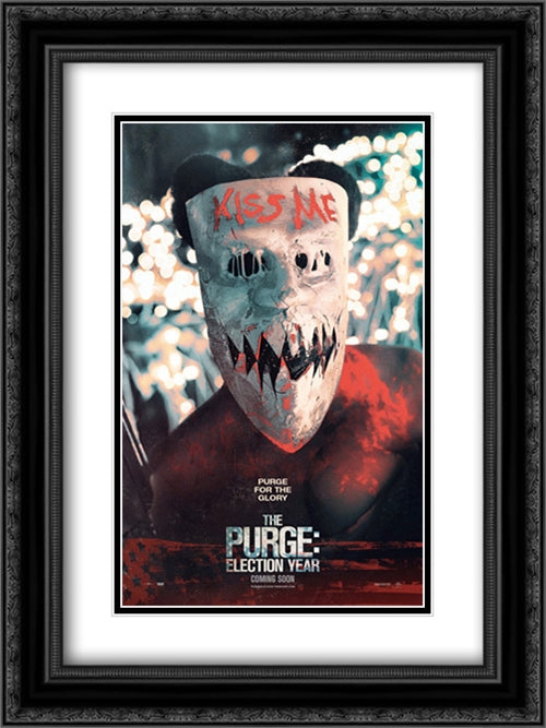 The Purge: Election Year 18x24 Black Ornate Wood Framed Movie Poster with Double Matting