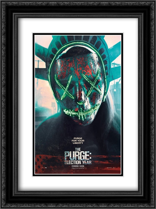 The Purge: Election Year 18x24 Black Ornate Wood Framed Movie Poster with Double Matting
