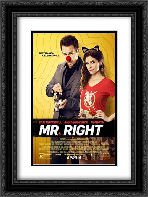 Mr. Right 18x24 Black Ornate Wood Framed Movie Poster with Double Matting