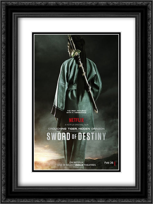 Crouching Tiger, Hidden Dragon, Sword of Destiny 18x24 Black Ornate Wood Framed Movie Poster with Double Matting