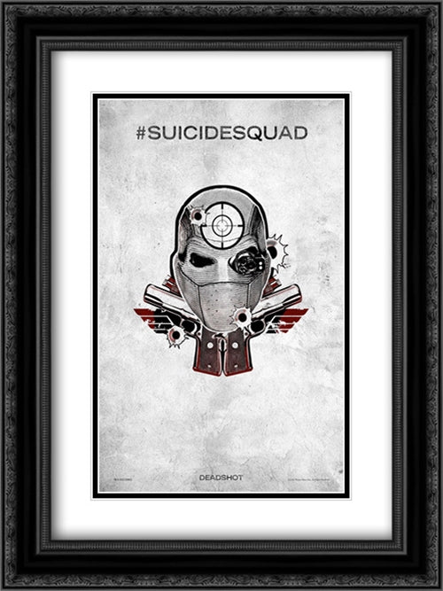 Suicide Squad 18x24 Black Ornate Wood Framed Movie Poster with Double Matting