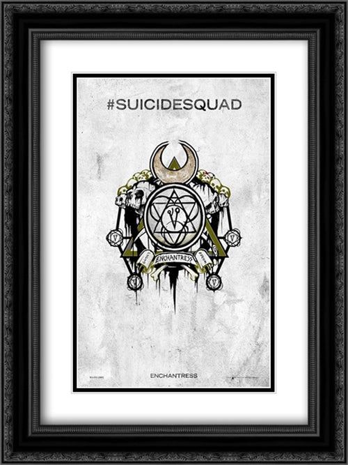Suicide Squad 18x24 Black Ornate Wood Framed Movie Poster with Double Matting