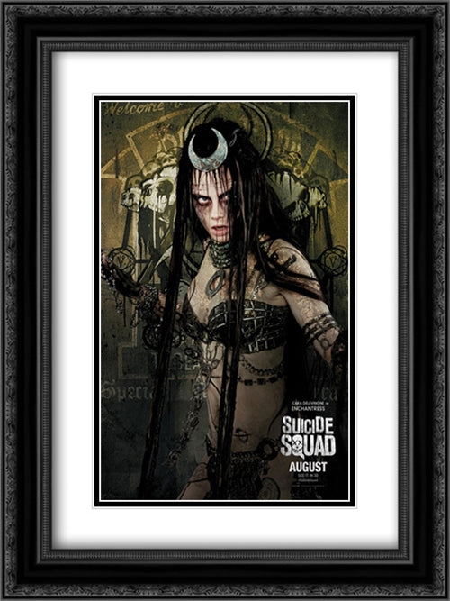 Suicide Squad 18x24 Black Ornate Wood Framed Movie Poster with Double Matting