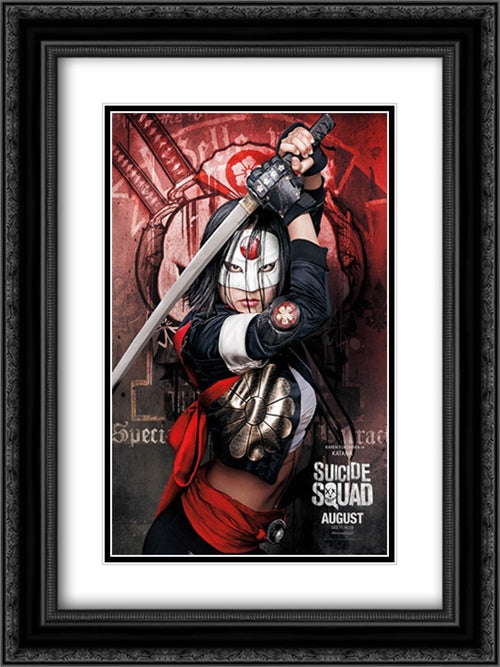 Suicide Squad 18x24 Black Ornate Wood Framed Movie Poster with Double Matting