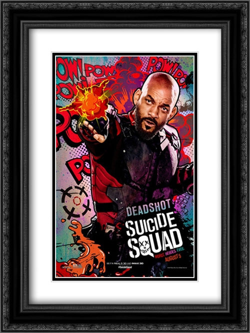 Suicide Squad 18x24 Black Ornate Wood Framed Movie Poster with Double Matting