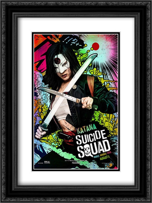 Suicide Squad 18x24 Black Ornate Wood Framed Movie Poster with Double Matting