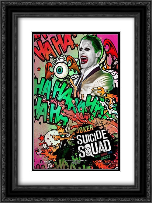 Suicide Squad 18x24 Black Ornate Wood Framed Movie Poster with Double Matting