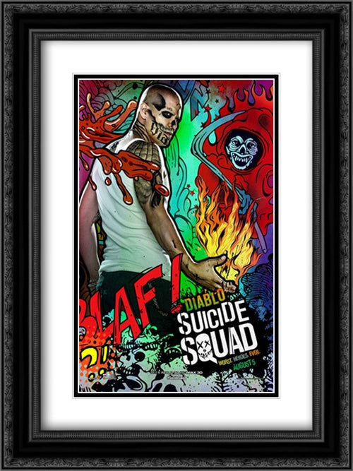 Suicide Squad 18x24 Black Ornate Wood Framed Movie Poster with Double Matting