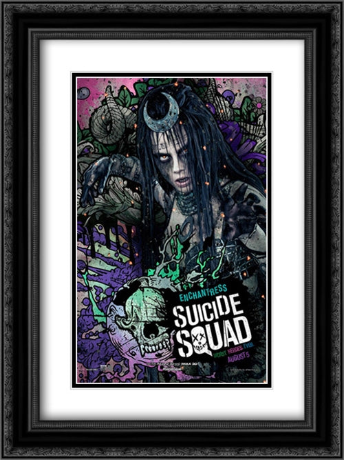 Suicide Squad 18x24 Black Ornate Wood Framed Movie Poster with Double Matting