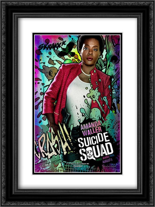 Suicide Squad 18x24 Black Ornate Wood Framed Movie Poster with Double Matting