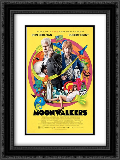 Moonwalkers 18x24 Black Ornate Wood Framed Movie Poster with Double Matting