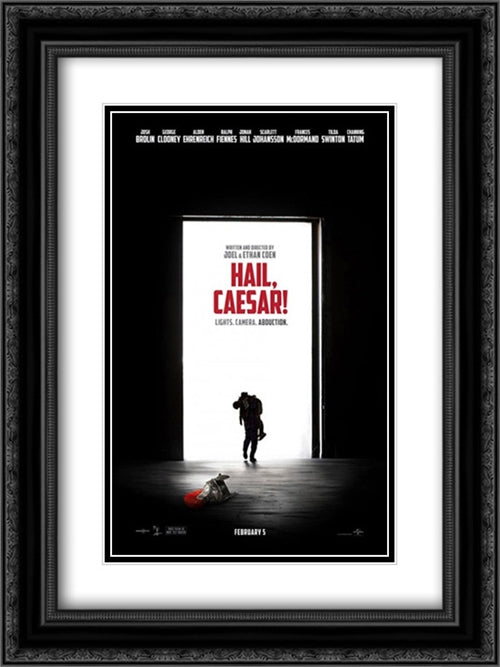 Hail, Caesar! 18x24 Black Ornate Wood Framed Movie Poster with Double Matting