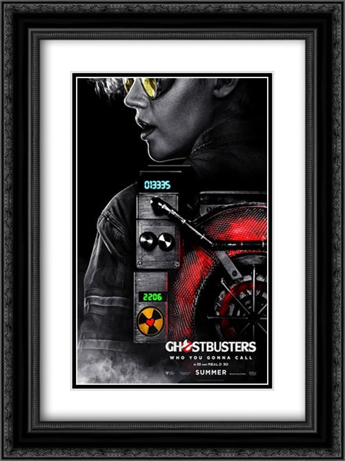 Ghostbusters 18x24 Black Ornate Wood Framed Movie Poster with Double Matting