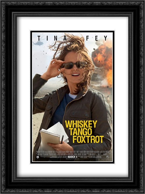Whiskey Tango Foxtrot 18x24 Black Ornate Wood Framed Movie Poster with Double Matting