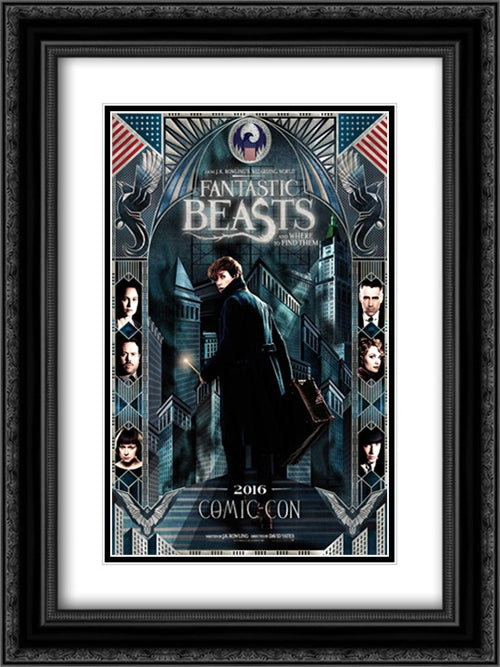 Fantastic Beasts And Where To Find Them 18x24 Black Ornate Wood Framed Movie Poster with Double Matting