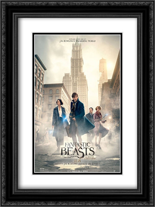 Fantastic Beasts And Where To Find Them 18x24 Black Ornate Wood Framed Movie Poster with Double Matting