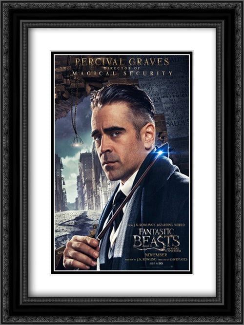 Fantastic Beasts And Where To Find Them 18x24 Black Ornate Wood Framed Movie Poster with Double Matting