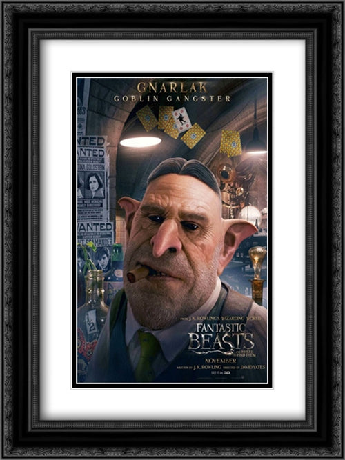 Fantastic Beasts And Where To Find Them 18x24 Black Ornate Wood Framed Movie Poster with Double Matting