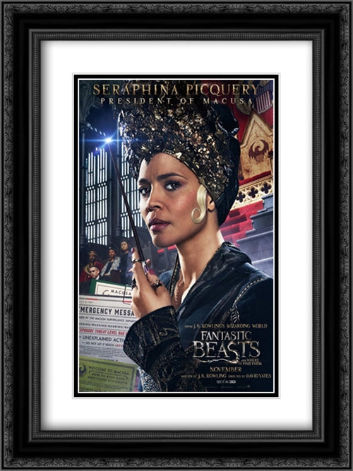 Fantastic Beasts And Where To Find Them 18x24 Black Ornate Wood Framed Movie Poster with Double Matting