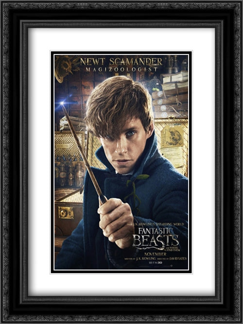 Fantastic Beasts And Where To Find Them 18x24 Black Ornate Wood Framed Movie Poster with Double Matting