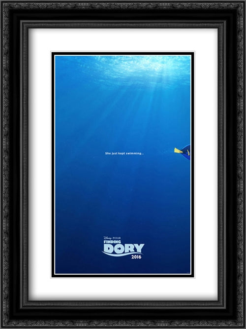 Finding Dory 18x24 Black Ornate Wood Framed Movie Poster with Double Matting