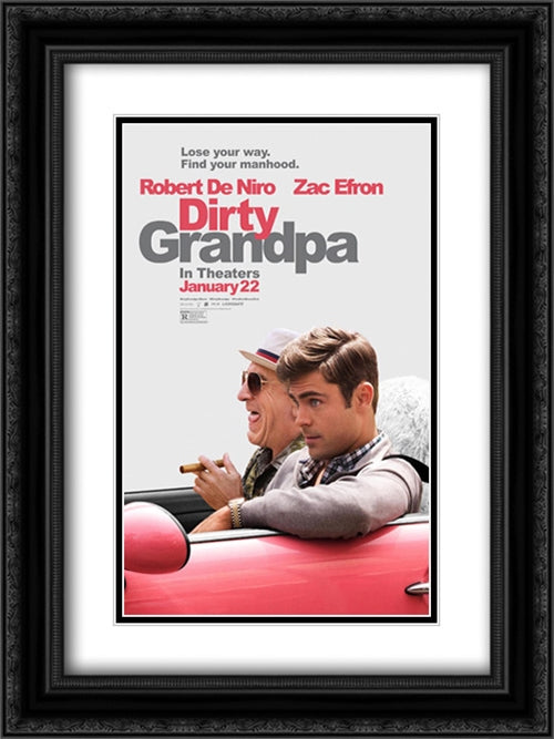 Dirty Grandpa 18x24 Black Ornate Wood Framed Movie Poster with Double Matting