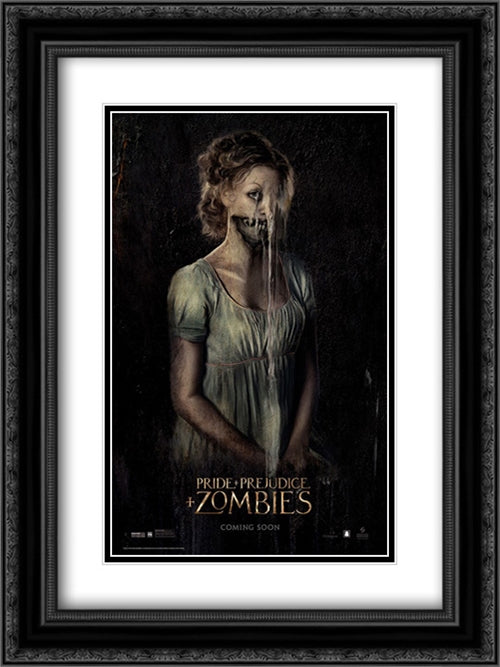 Pride and Prejudice and Zombies 18x24 Black Ornate Wood Framed Movie Poster with Double Matting
