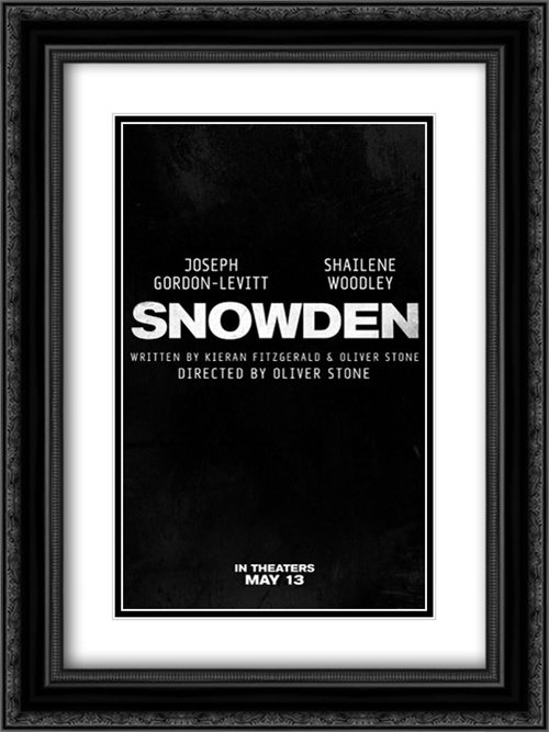 Snowden 18x24 Black Ornate Wood Framed Movie Poster with Double Matting