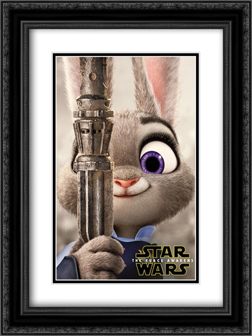 Zootopia 18x24 Black Ornate Wood Framed Movie Poster with Double Matting