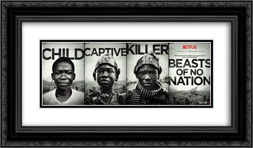 Beasts of No Nation 24x14 Black Ornate Wood Framed Movie Poster with Double Matting