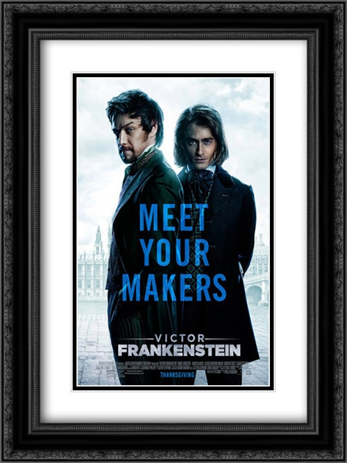 Victor Frankenstein 18x24 Black Ornate Wood Framed Movie Poster with Double Matting