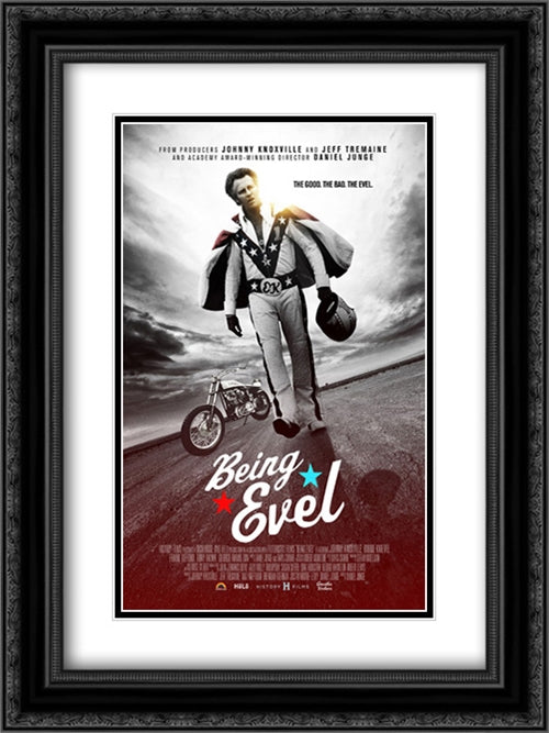 Being Evel 18x24 Black Ornate Wood Framed Movie Poster with Double Matting